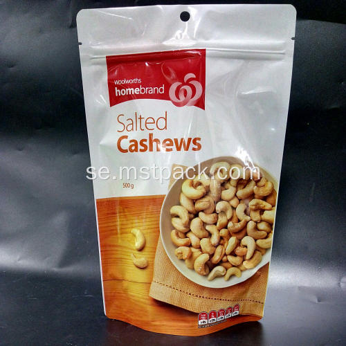 Plast Cashewnötter Förpackning Ziplock Bag